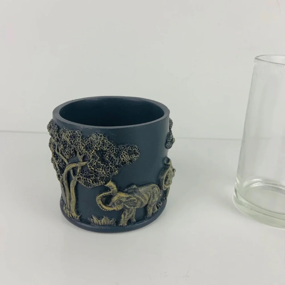 Brand New Navy Blue & Taupe Safari Themed Bathroom Set